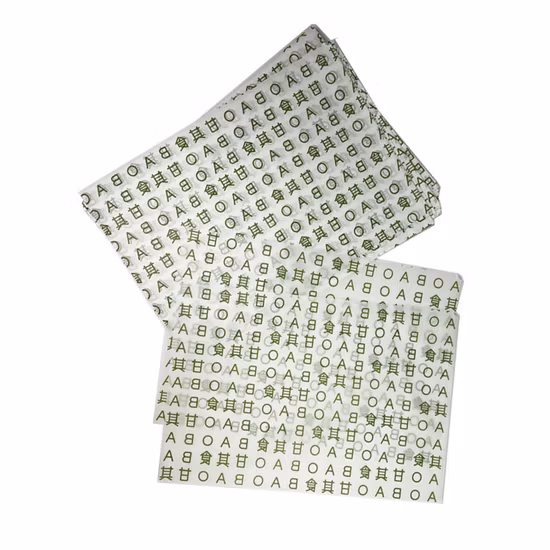 Papel de cera impresso com logotipo personalizado de grau alimentício Papel sanduíche à prova de gordura